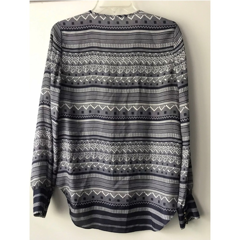 - Veronica Beard Chevron Button Front Silk Blouse… - image 5